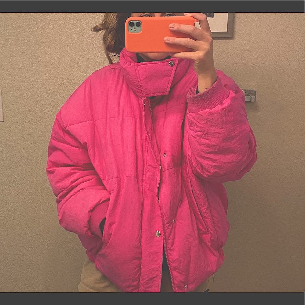 pink Free People Puffer Jacket